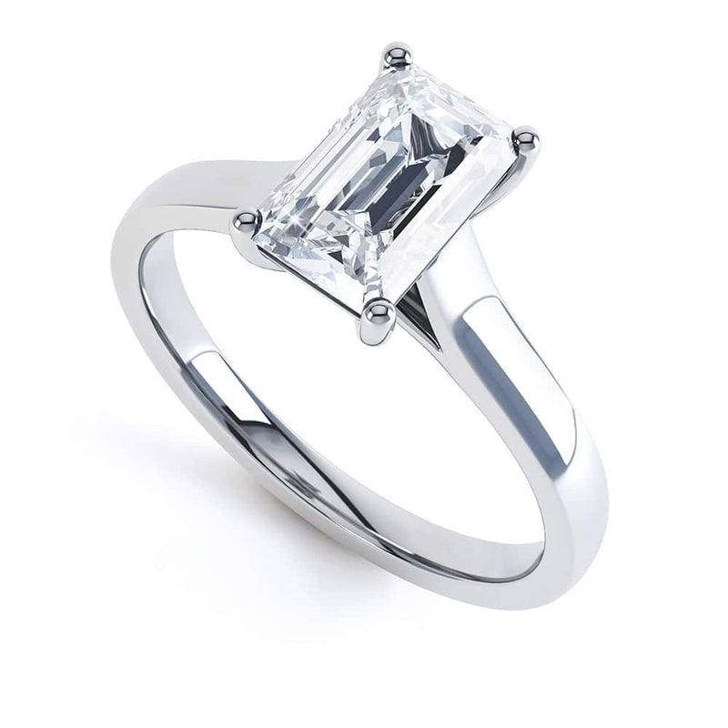 Emerald Cut Diamond solitaire Engagement Ring