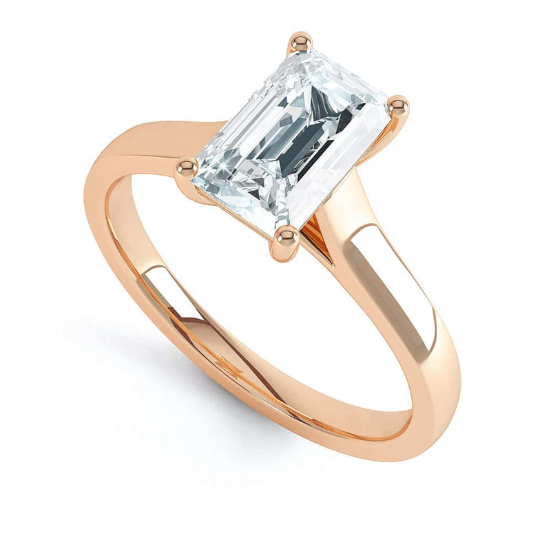 Emerald Cut Diamond solitaire Engagement Ring