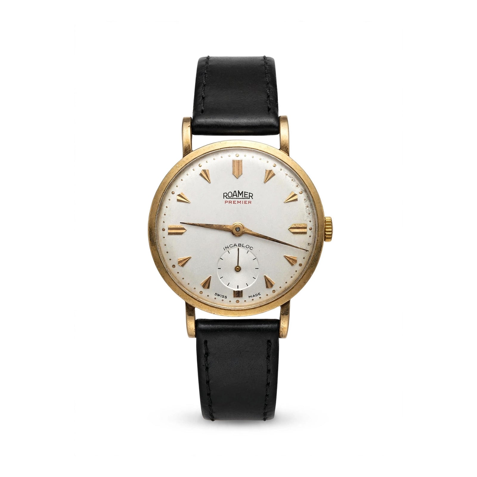 Vintage 9K Yellow Gold Roamer Premier Incabloc Watch