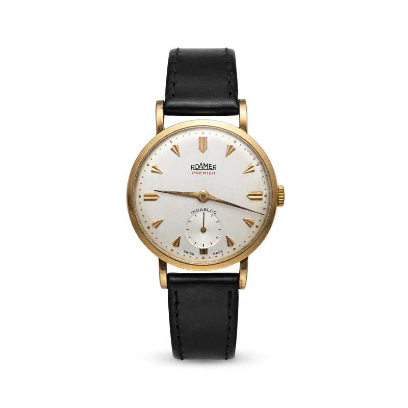 Vintage 9K Yellow Gold Roamer Premier Incabloc Watch