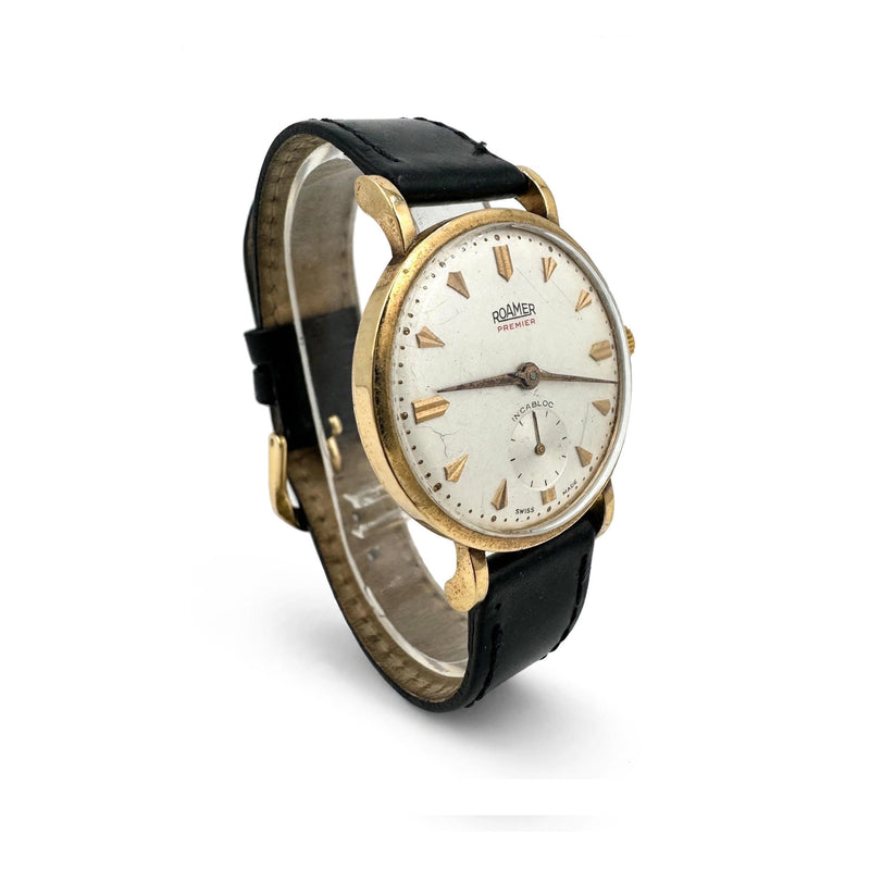 Vintage 9K Yellow Gold Roamer Premier Incabloc Watch