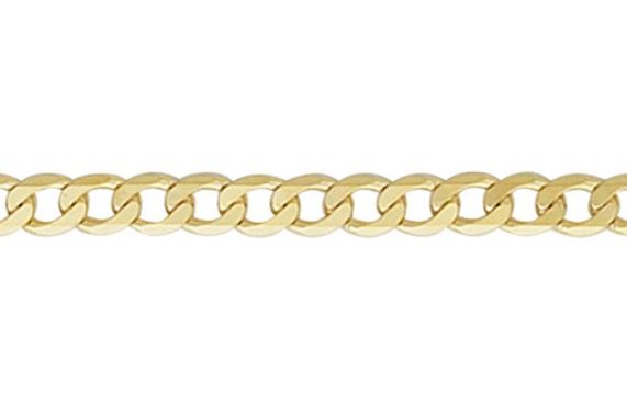 9ct Yellow Gold Diamond Cut Curb Chain (4mm)