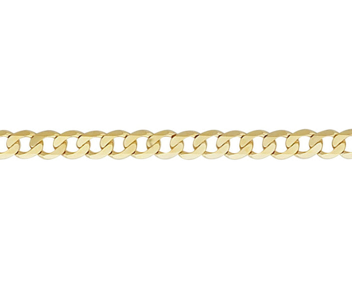 9ct Yellow Gold Diamond Cut Curb Chain (5mm)