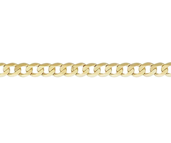 9ct Yellow Gold Diamond Cut Curb Chain (5mm)