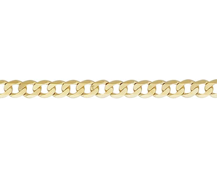 9ct Yellow Gold Diamond Cut Curb Chain (5mm)