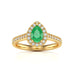 Gold  Diamond Halo Emerald Engagement Ring - Pear Shape