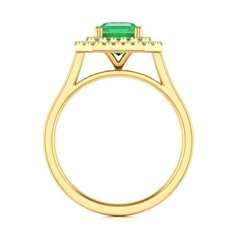Gold Halo Emerald Engagement Ring 