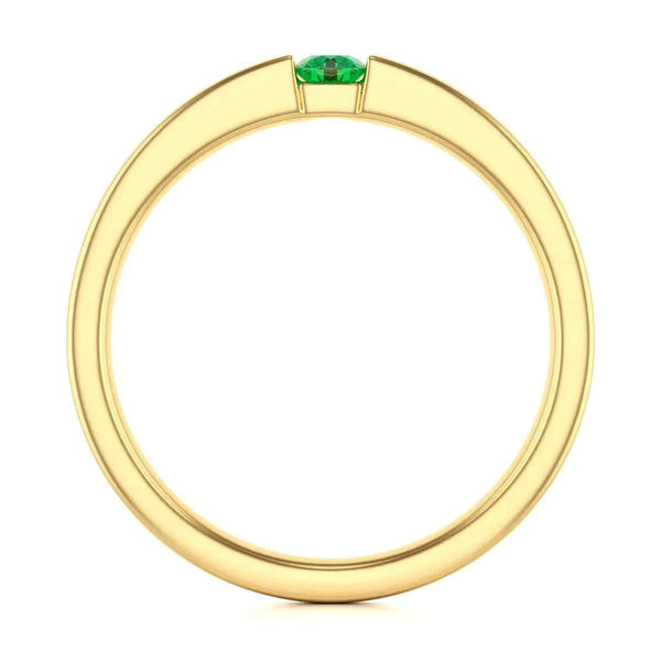 18ct Red Gold Tension set Emerald Ring - Round