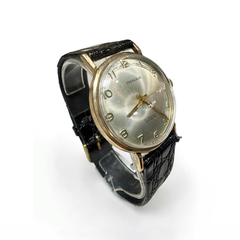 Vintage 9K Yellow Gold Excalibur 21 Jewels Incabloc Watch