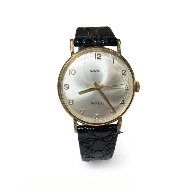 Vintage 9K Yellow Gold Excalibur 21 Jewels Incabloc Watch
