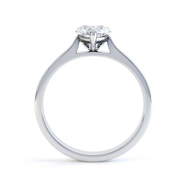 Heart Shaped Solitaire, 3 V-Claws Tapered Shoulders with cathedral setting