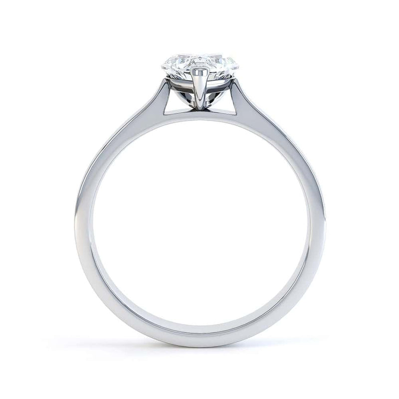 Heart Shaped Solitaire, 3 V-Claws Tapered Shoulders with cathedral setting