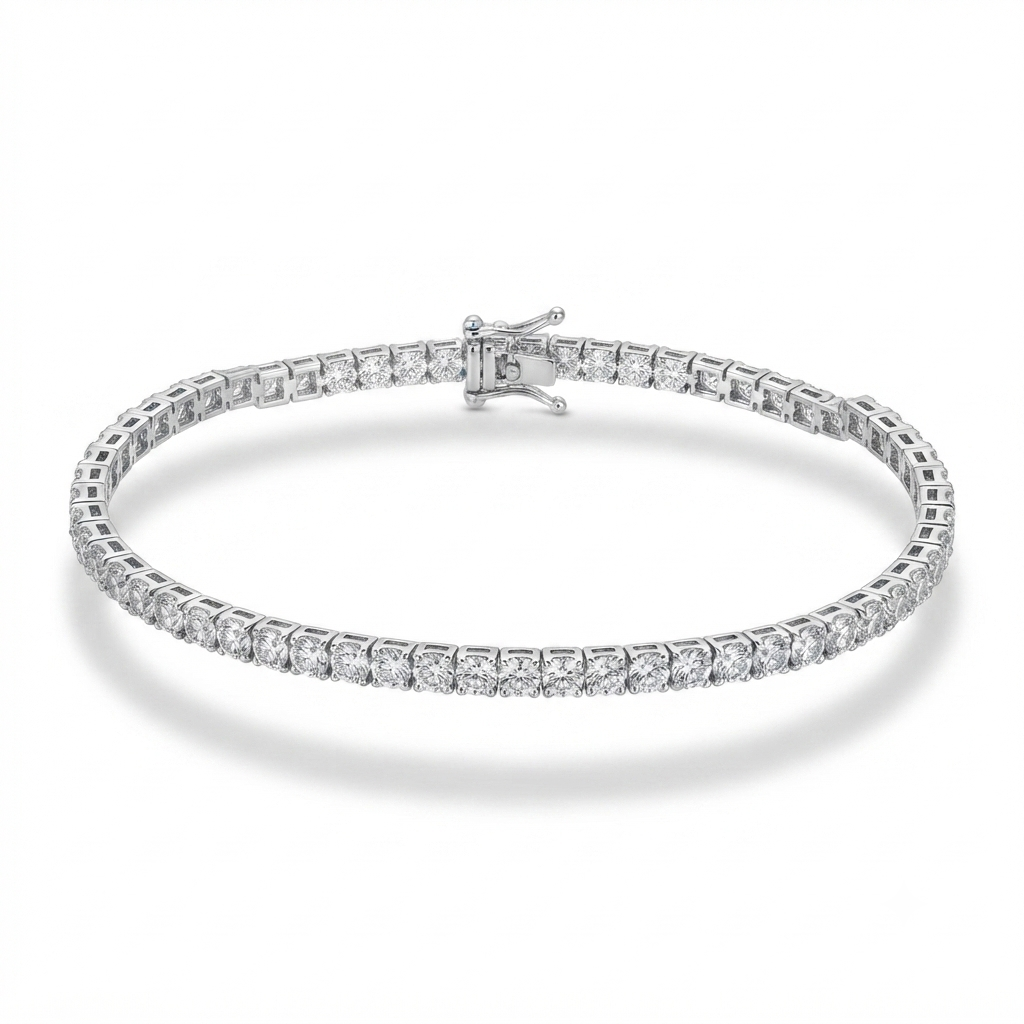 9K White Gold 5.04ct Diamond Tennis Bracelet 7''