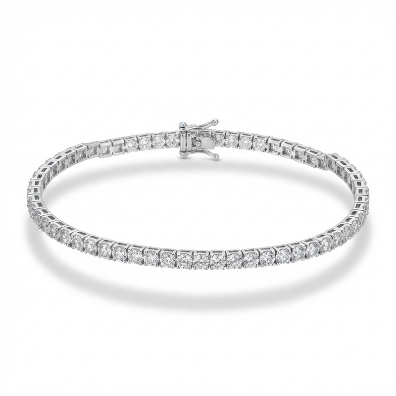9K White Gold 5.04ct Diamond Tennis Bracelet 7''