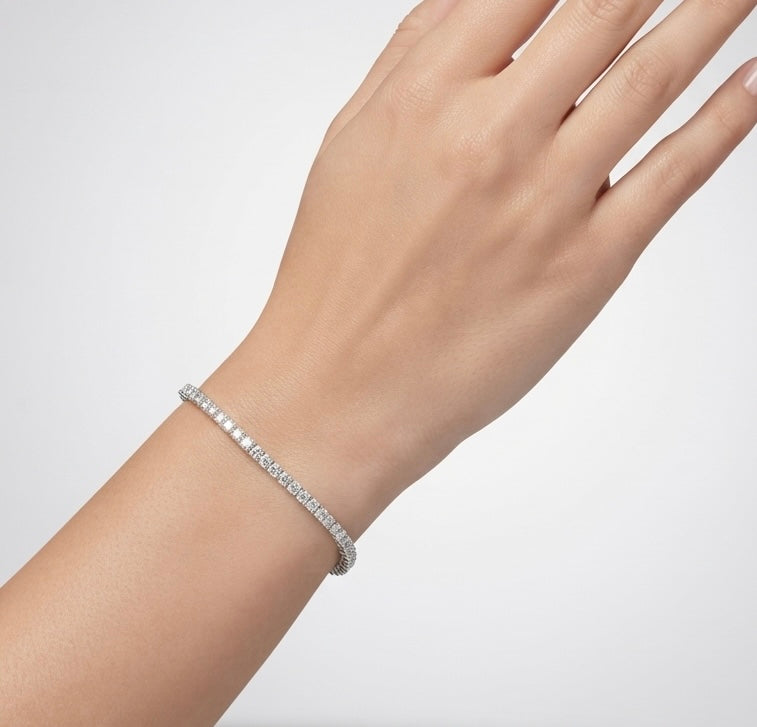 9K White Gold 5.04ct Diamond Tennis Bracelet 7''