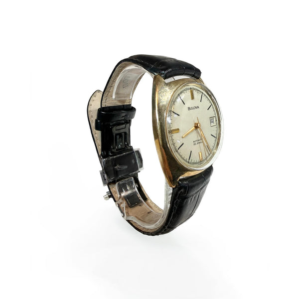 Vintage 9K Yellow Gold Bulova Automatic 23 Jewels Date Watch