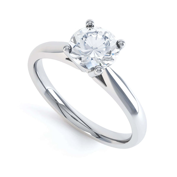 Round Brilliant Cut Centre Stone, 4 claw, Tapered Shoulders, Diamond Engagement Ring