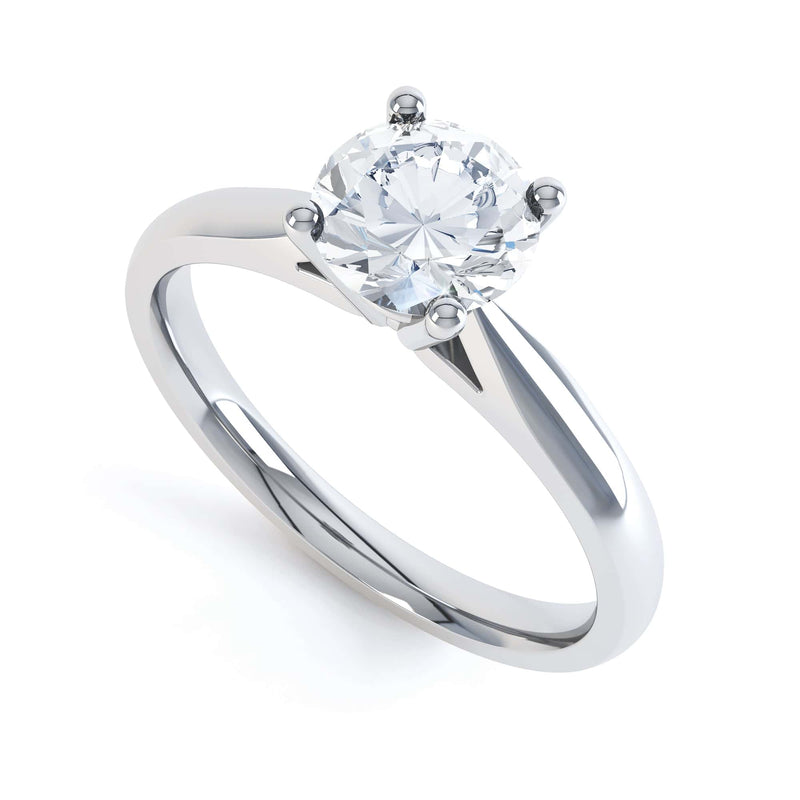 Round Brilliant Cut Centre Stone, 4 claw, Tapered Shoulders, Diamond Engagement Ring