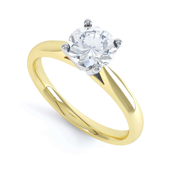 Round Brilliant Cut Centre Stone, 4 claw, Tapered Shoulders, Diamond Engagement Ring