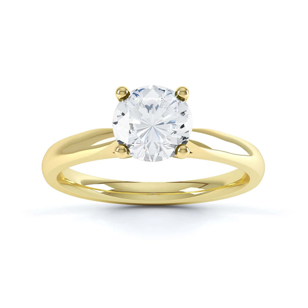 Round Brilliant Cut Centre Stone, 4 claw, Tapered Shoulders, Diamond Engagement Ring