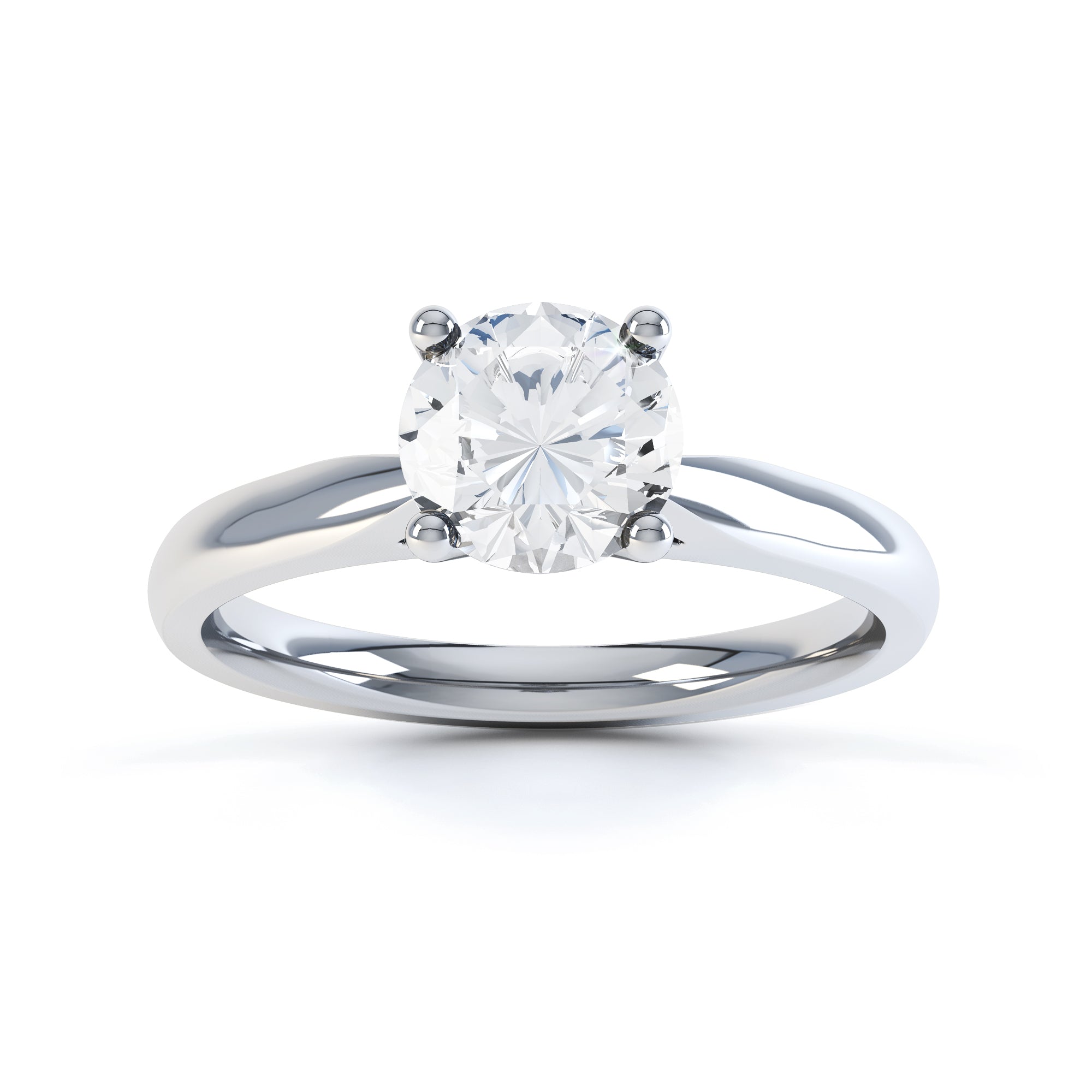 Round Brilliant Cut Centre Stone, 4 claw, Tapered Shoulders, Diamond Engagement Ring