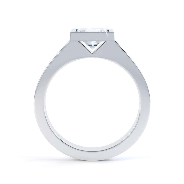 Princess Cut Centre Stone, Rubover setting, Diamond Engagement Ring