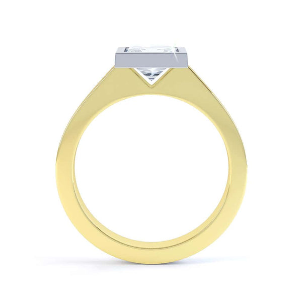 Princess Cut Centre Stone, Rubover setting, Diamond Engagement Ring