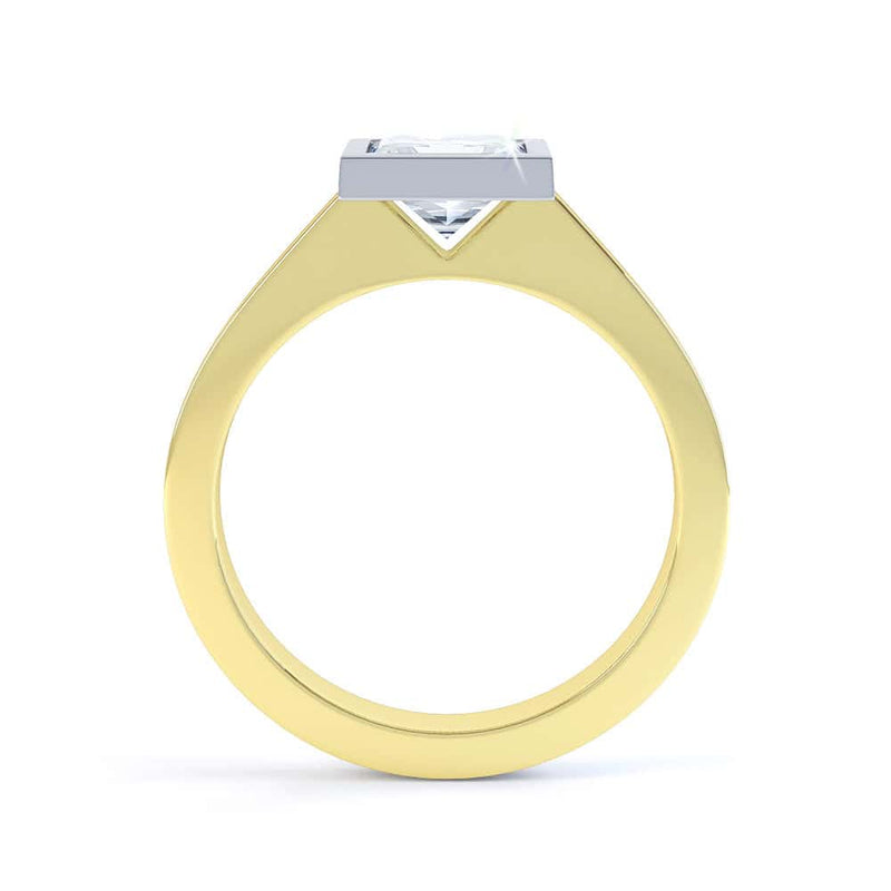Princess Cut Centre Stone, Rubover setting, Diamond Engagement Ring