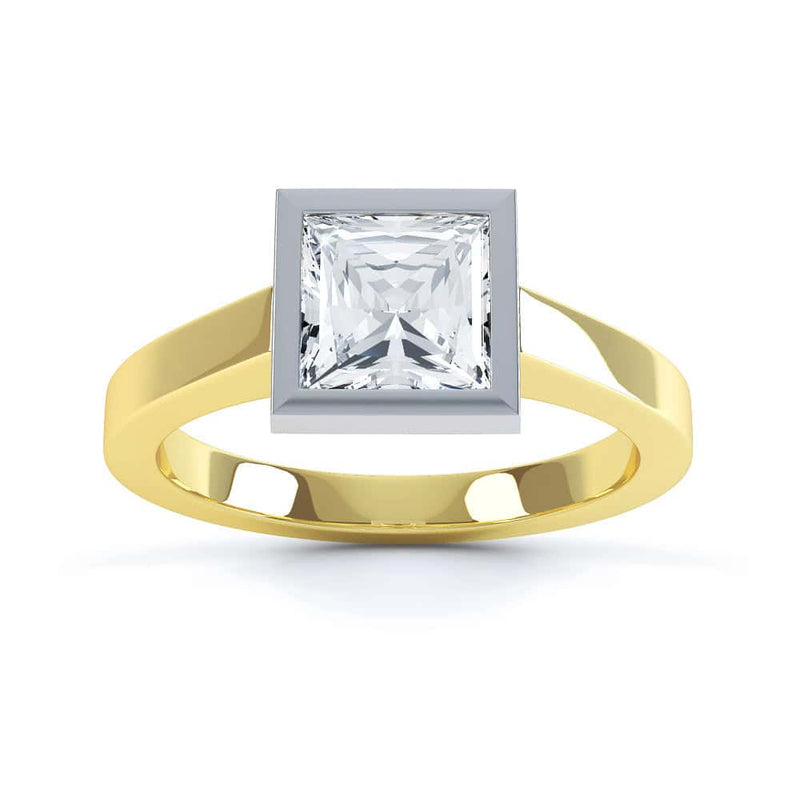 Princess Cut Centre Stone, Rubover setting, Diamond Engagement Ring