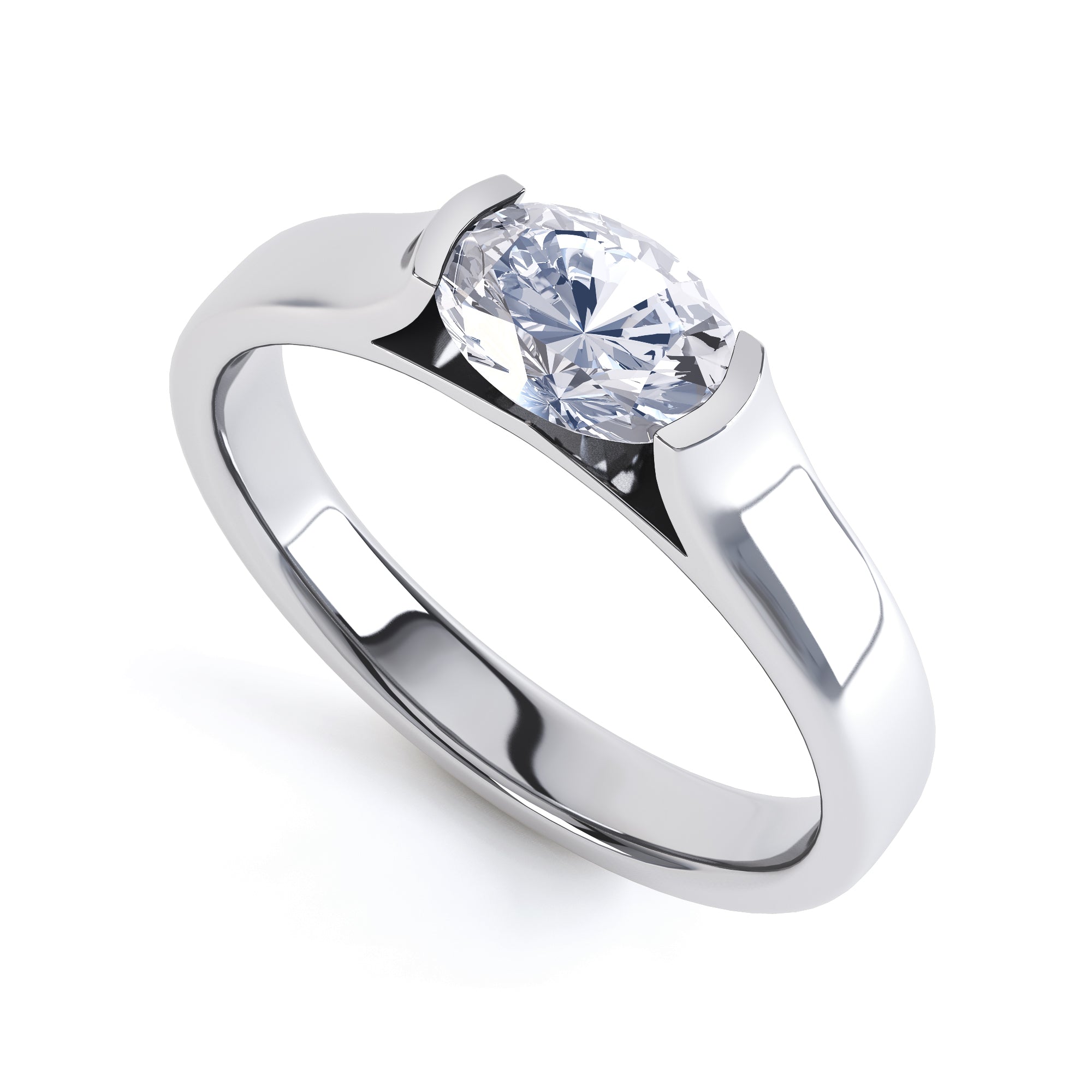 Oval Cut Centre Stone, Tension set , Diamond Engagement Ring
