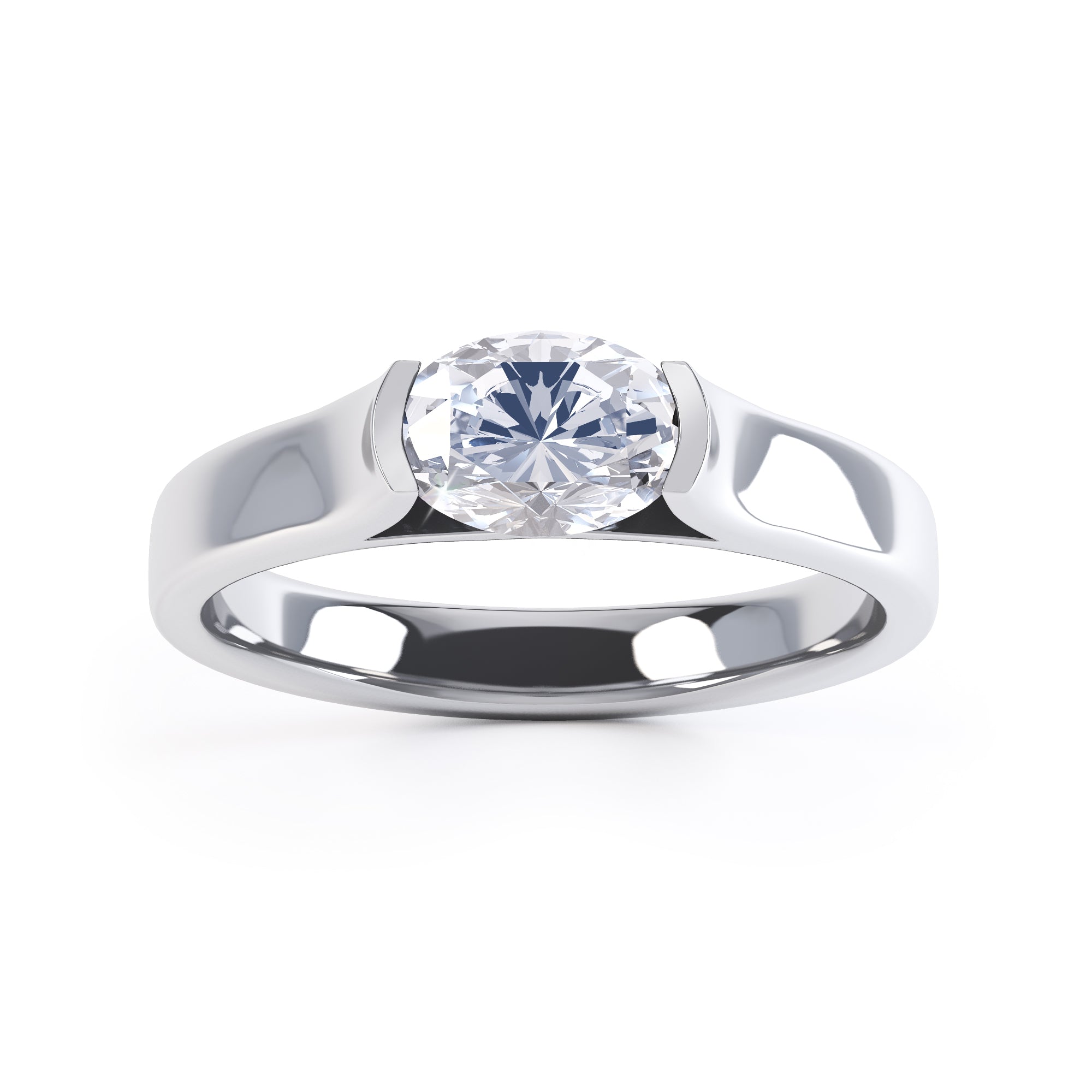 Oval Cut Centre Stone, Tension set , Diamond Engagement Ring