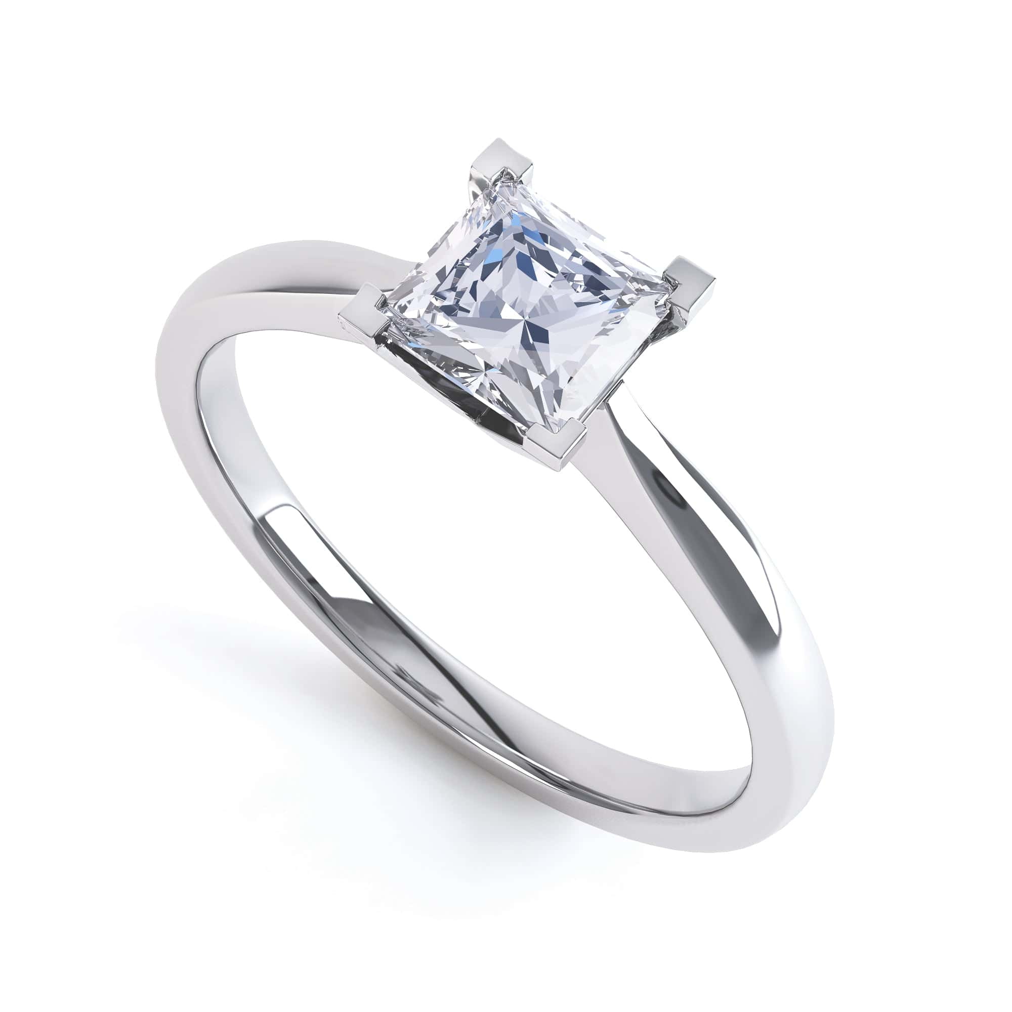 Princess Cut Centre Stone, 4 V claw, Diamond Engagement Ring