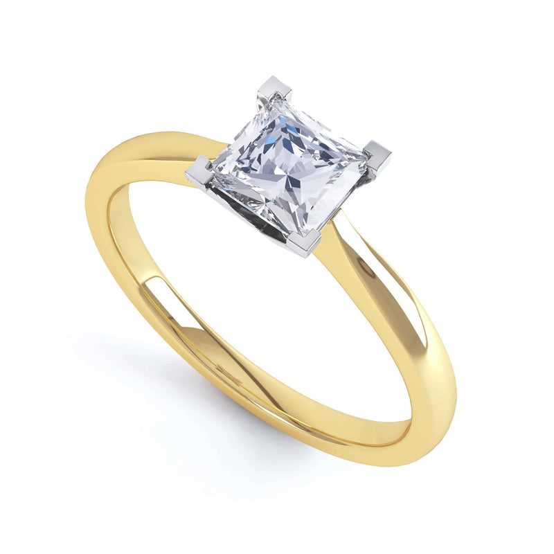 Princess Cut Centre Stone, 4 V claw, Diamond Engagement Ring