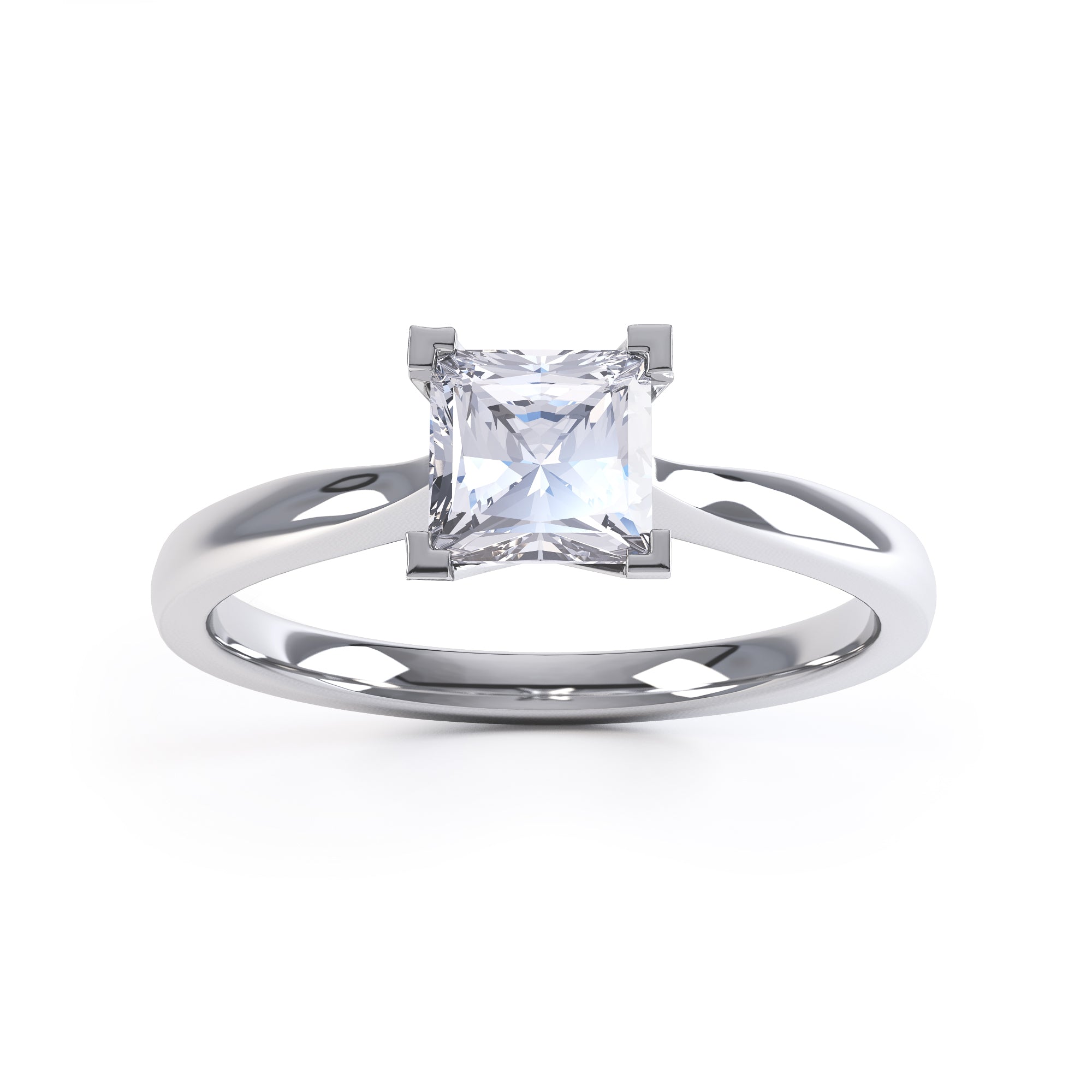 Princess Cut Centre Stone, 4 V claw, Diamond Engagement Ring