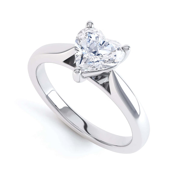 Heart Shaped Solitaire, 3 Claws split Knife Edge Shoulders