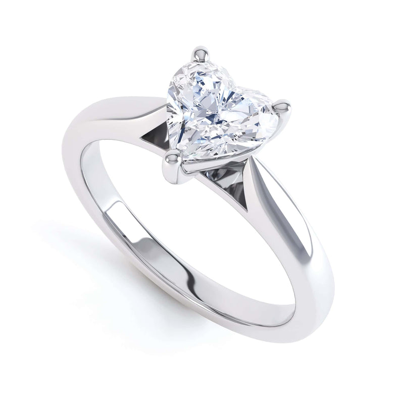 Heart Shaped Solitaire, 3 Claws split Knife Edge Shoulders
