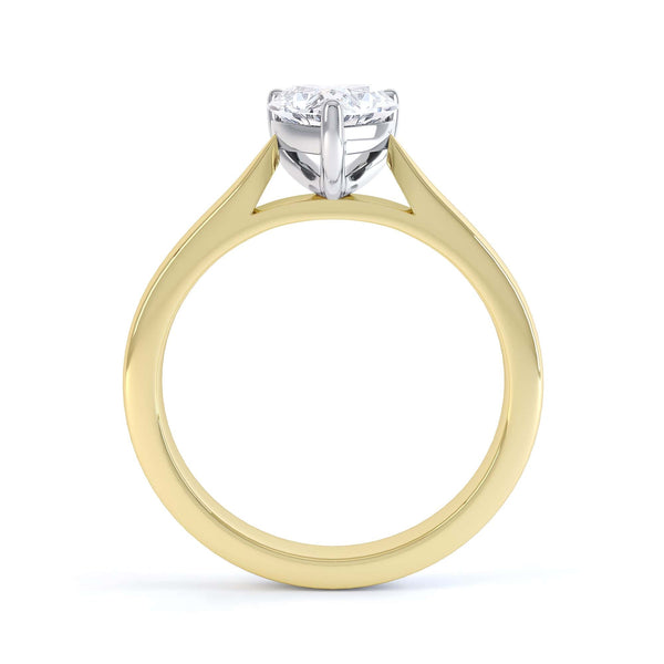 Heart Shaped Solitaire, 3 Claws split Knife Edge Shoulders