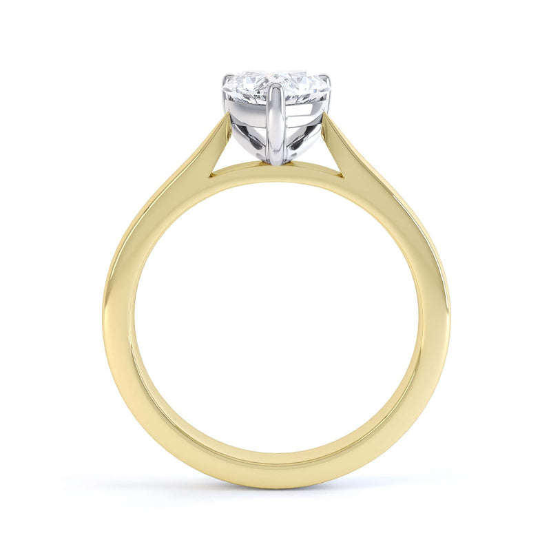 Heart Shaped Solitaire, 3 Claws split Knife Edge Shoulders