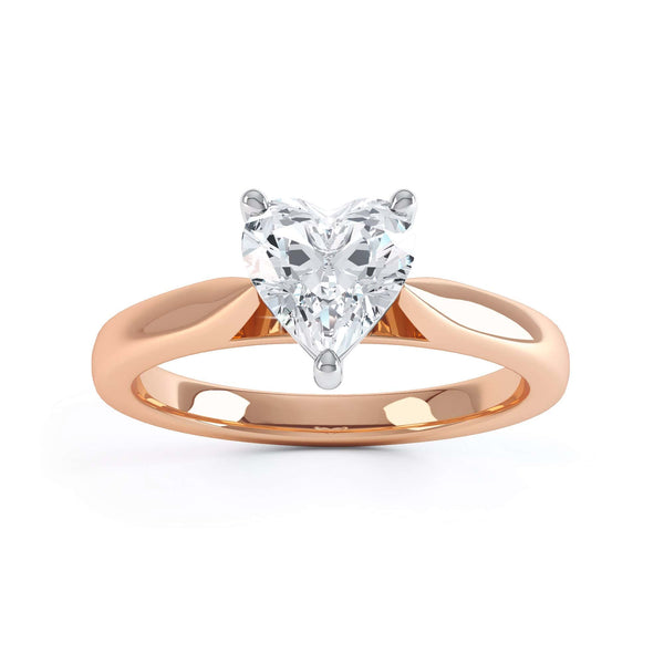 Heart Shaped Solitaire, 3 Claws split Knife Edge Shoulders
