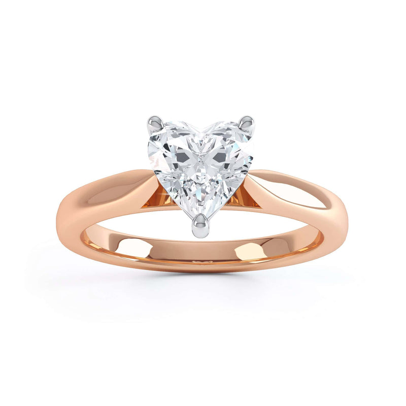 Heart Shaped Solitaire, 3 Claws split Knife Edge Shoulders
