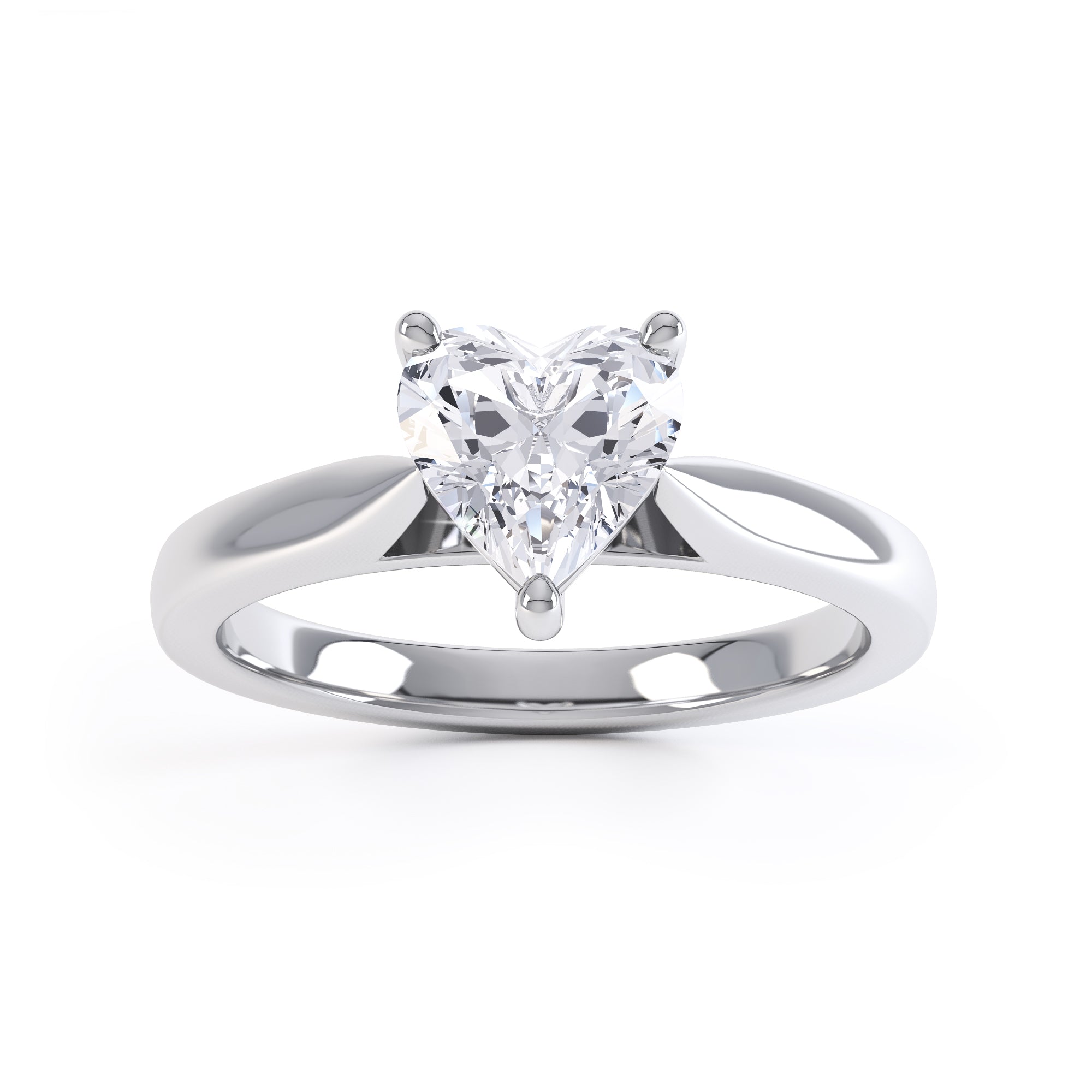 Heart Shaped Solitaire, 3 Claws split Knife Edge Shoulders