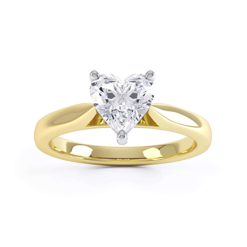 Heart Shaped Solitaire, 3 Claws split Knife Edge Shoulders