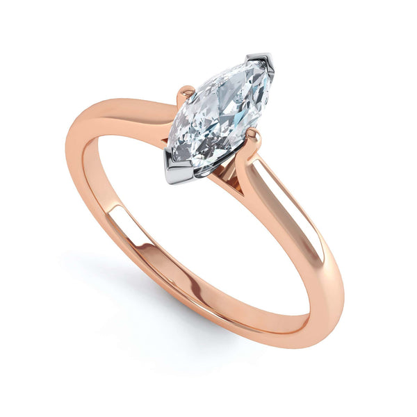Marquise Cut Centre Stone, Two V claw, Diamond Engagement Ring with split shoulders