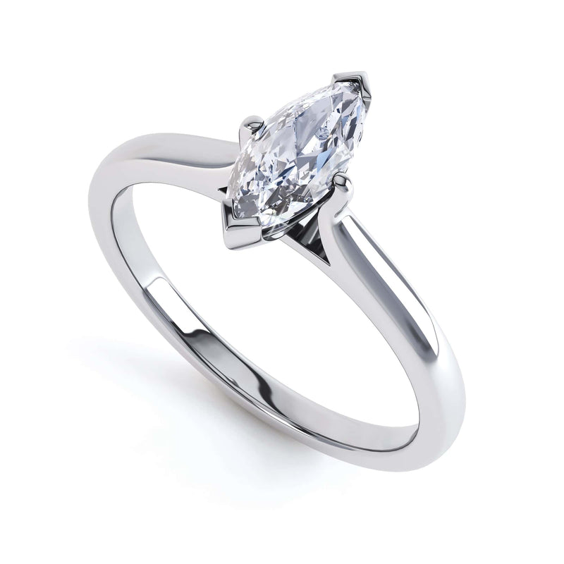 Marquise Cut Centre Stone, Two V claw, Diamond Engagement Ring with split shoulders