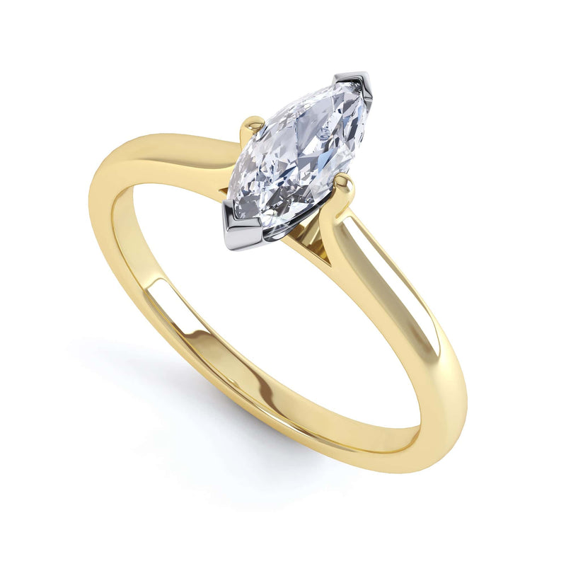 Marquise Cut Centre Stone, Two V claw, Diamond Engagement Ring with split shoulders