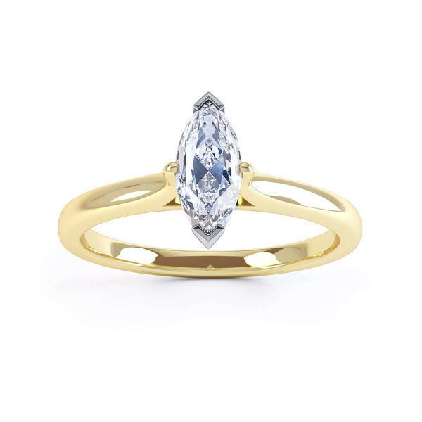 Marquise Cut Centre Stone, Two V claw, Diamond Engagement Ring with split shoulders