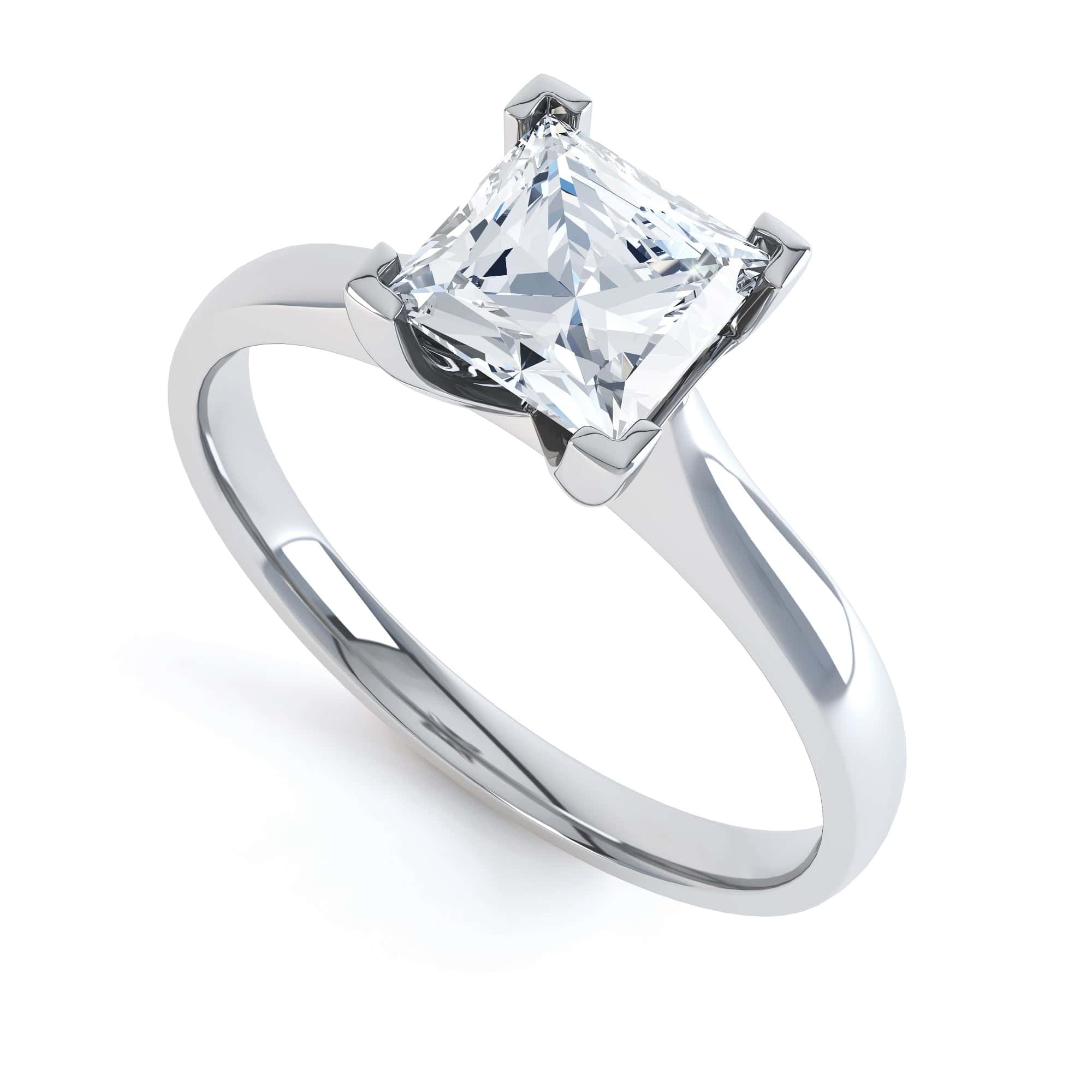 Princess Cut Centre Stone, 4 V claw, Diamond Engagement Ring