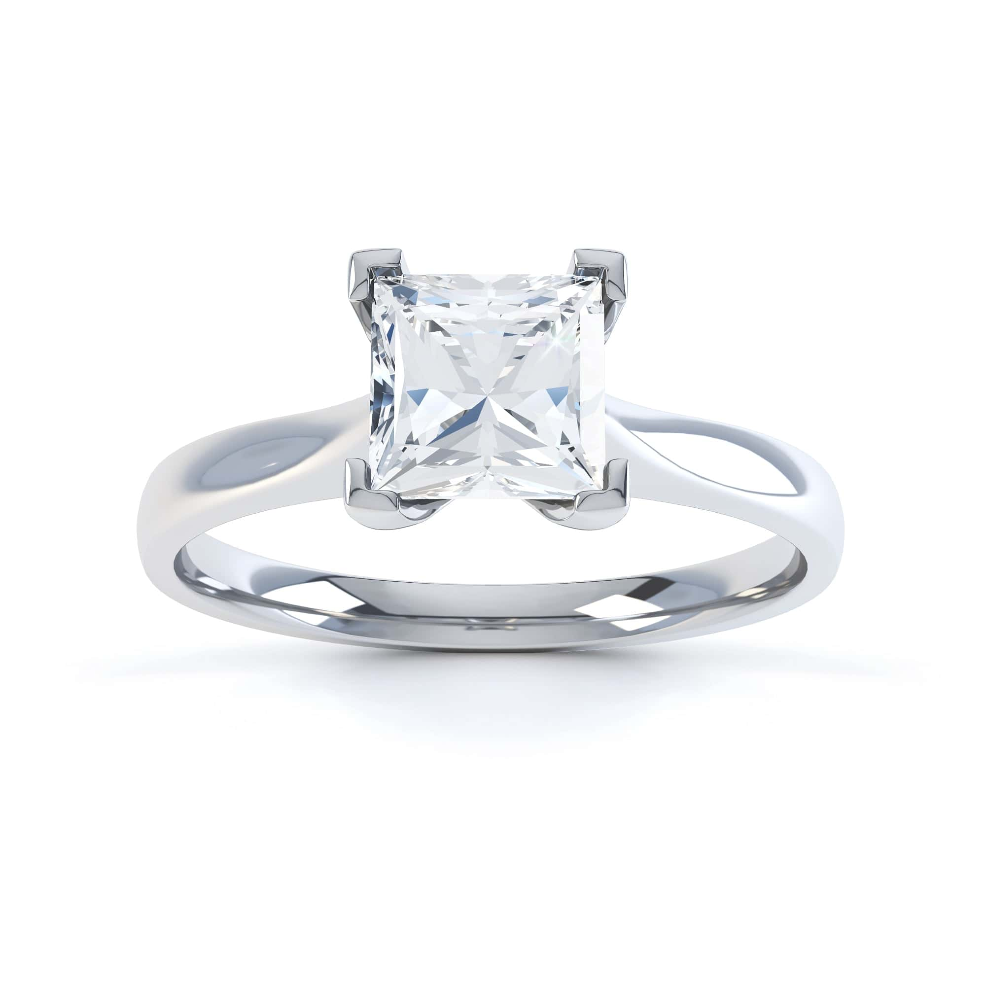 Princess Cut Centre Stone, 4 V claw, Diamond Engagement Ring