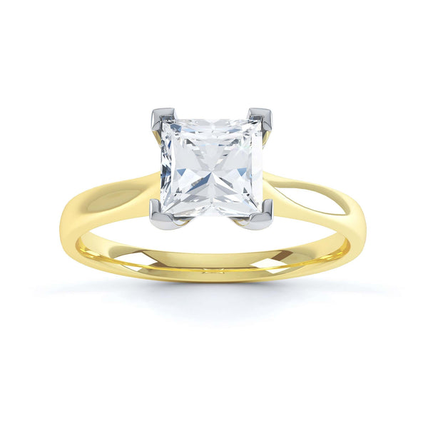 Princess Cut Centre Stone, 4 V claw, Diamond Engagement Ring