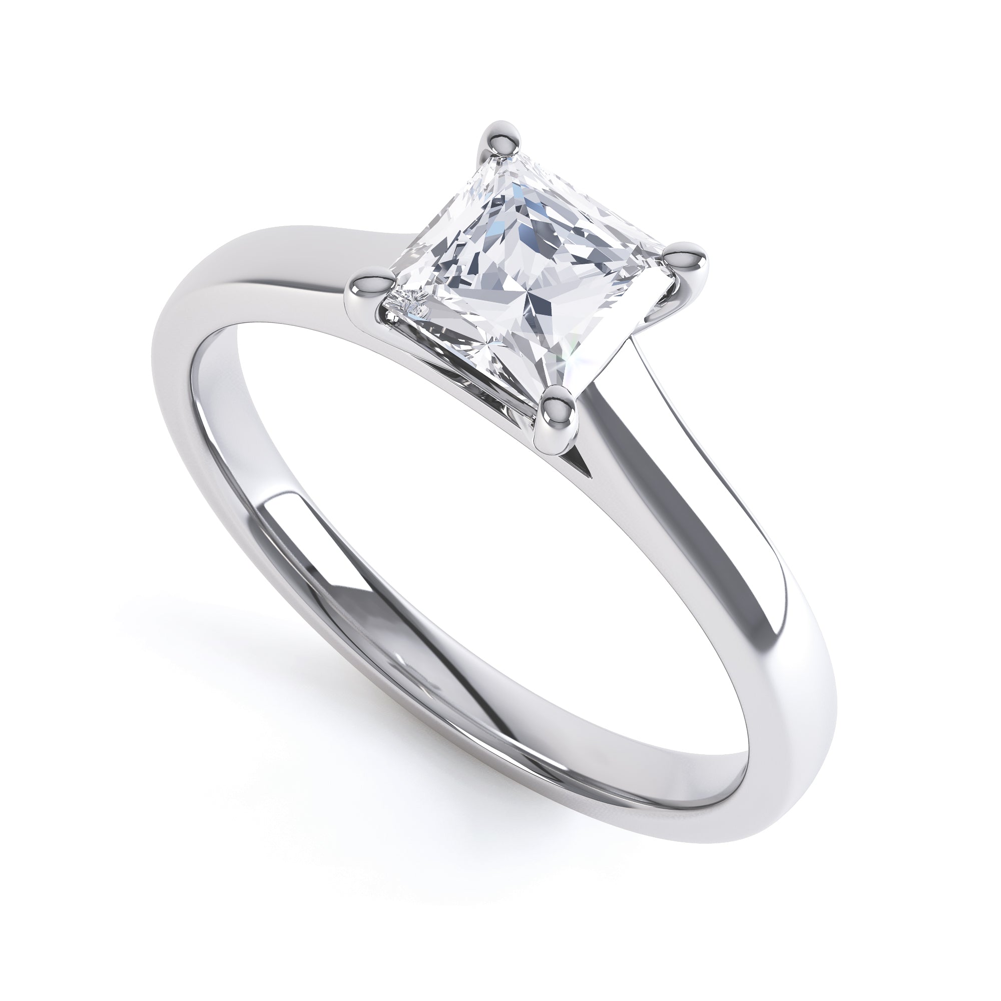 Princess Cut Centre Stone, 4 claw, Diamond Engagement Ring
